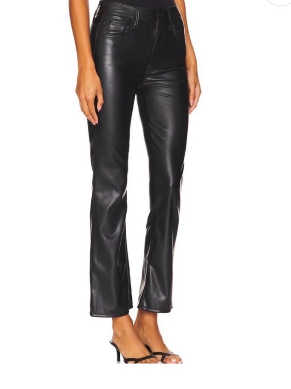 Mother The Insider Ankle Black Leather Pants Size 27 - Picture 3 of 9